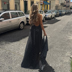 Eleanore Polka Dot Halter Maxi Dress
