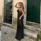 Eleanore Polka Dot Halter Maxi Dress