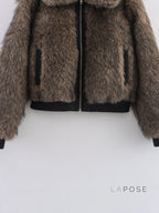 Eleonore Colorblock Faux Shearling Jacket