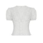 Ellarae Lace Puff Sleeve Crop Top