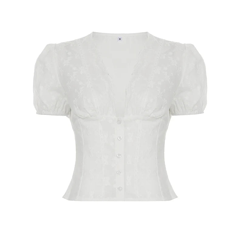 Ellarae Lace Puff Sleeve Crop Top