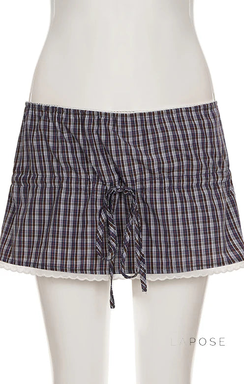 Elora Plaid Crop Skirt Set