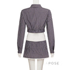Elora Plaid Crop Skirt Set