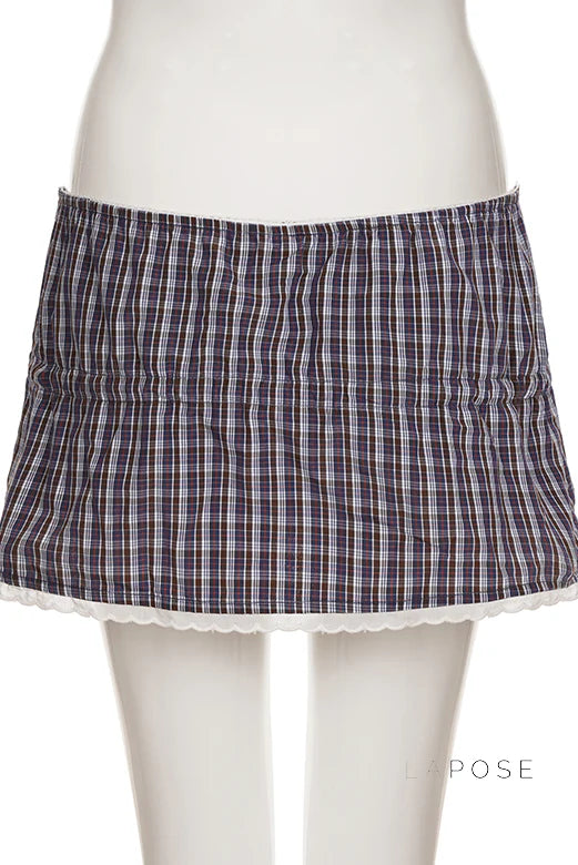Elora Plaid Crop Skirt Set