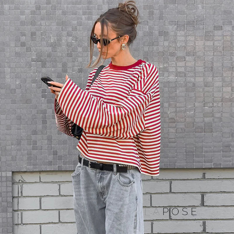 Elva Contrast Stripe Long Sleeve Top