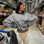 Elva Contrast Stripe Long Sleeve Top