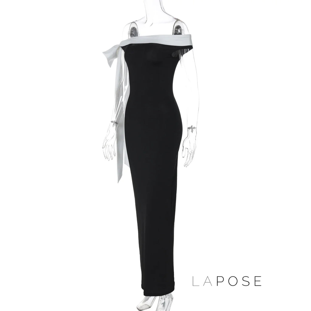 Elyanna Off Shoulder Bow Maxi Dress