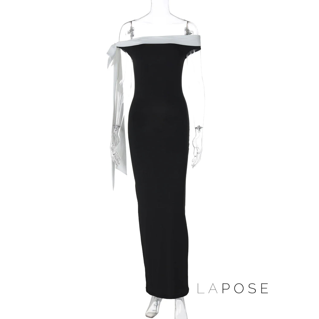 Elyanna Off Shoulder Bow Maxi Dress