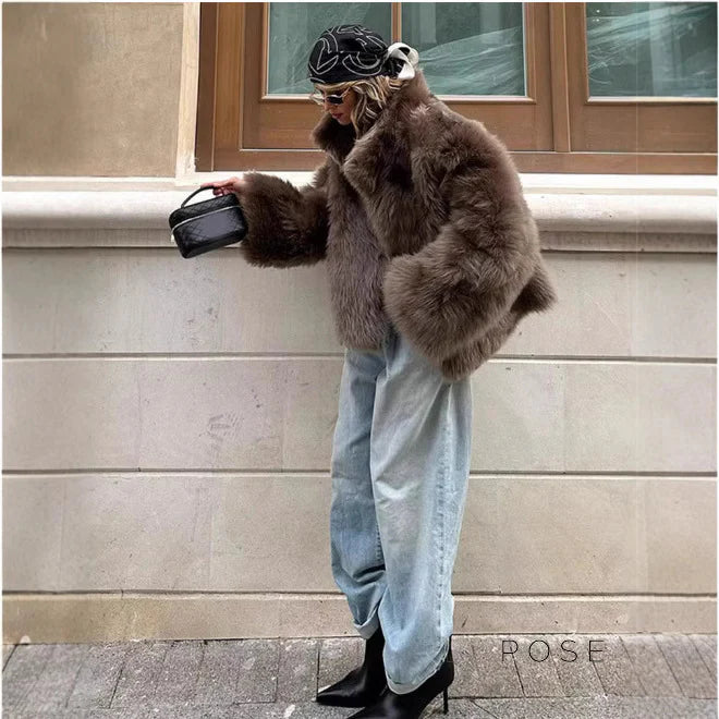 Eman Plush Faux Fur Jacket