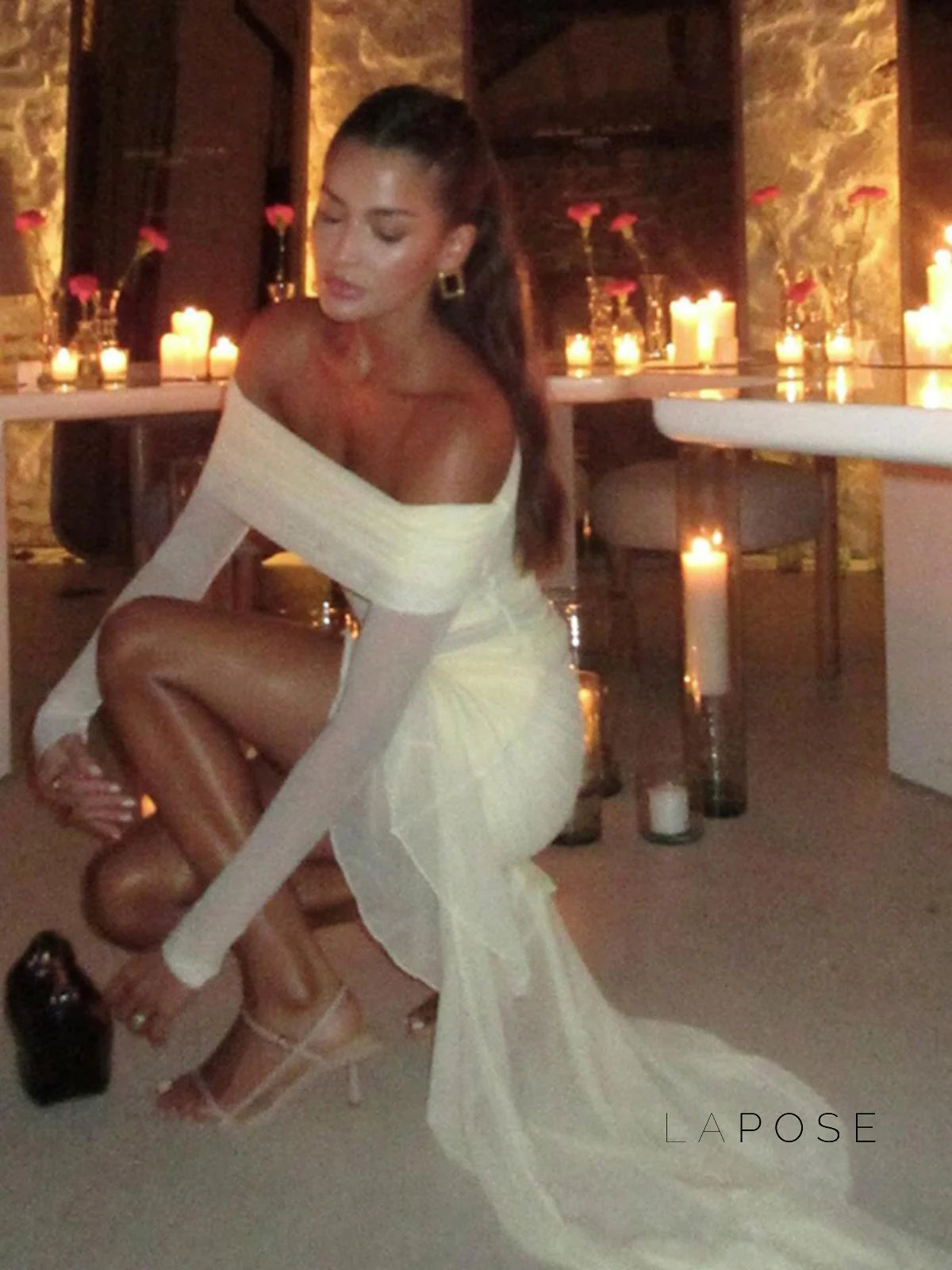 Emely Off-Shoulder Ruched Gown