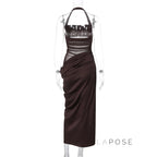 Emi Pleated Halter Maxi Dress