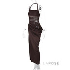 Emi Pleated Halter Maxi Dress