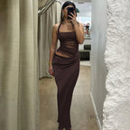 Emi Pleated Halter Maxi Dress
