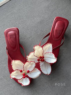 Emori Floral Kitten Heel Sandals