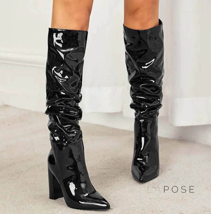Emree Patent Block Heel Boots