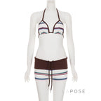 Evaleigh Colorblock Halter Bikini Set