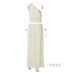 Everett One-Shoulder Pleated Skirt Set
