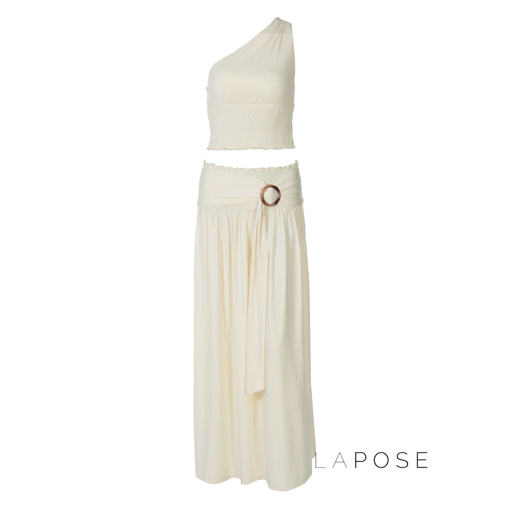 Everett One-Shoulder Pleated Skirt Set