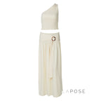 Everett One-Shoulder Pleated Skirt Set