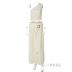 Everett One-Shoulder Pleated Skirt Set