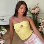 Everlee Metal Bandeau Crop Top