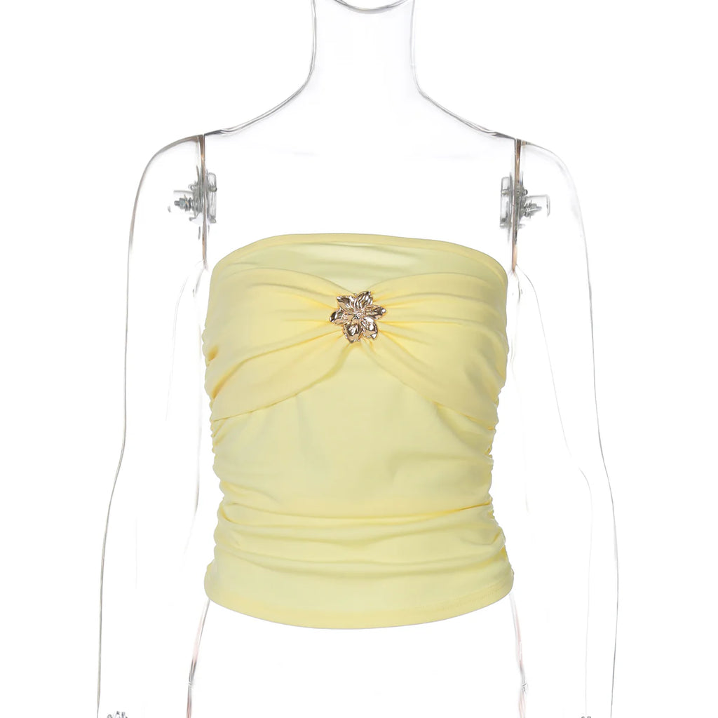 Everlee Metal Bandeau Crop Top