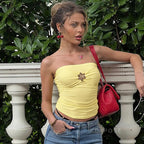 Everlee Metal Bandeau Crop Top