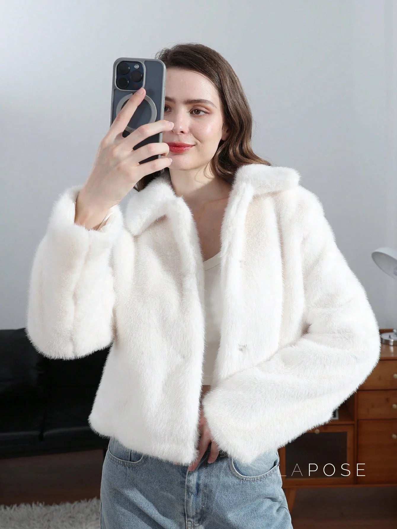 Ezmae Faux Fur Lapel Jacket