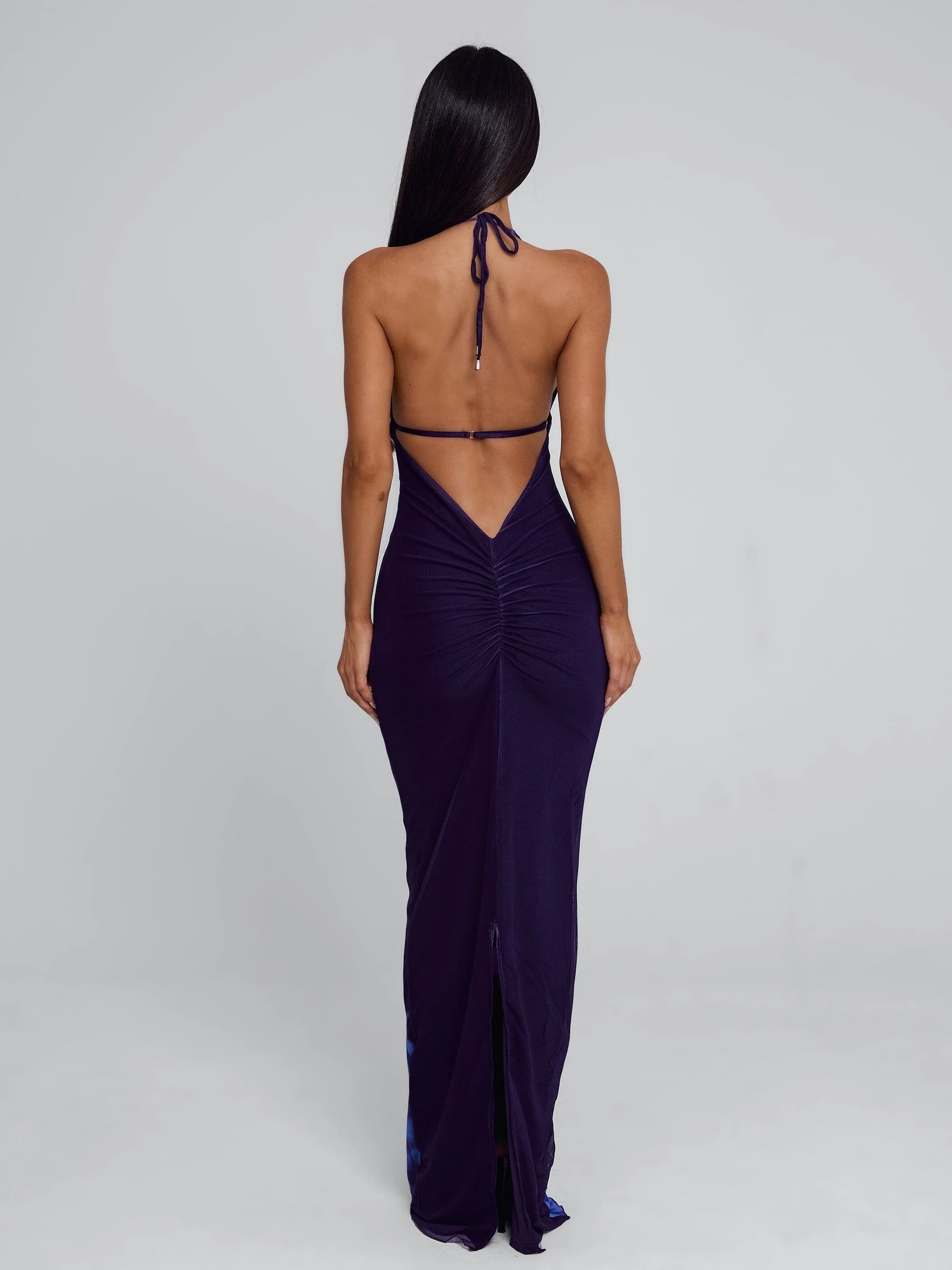 Faelynn Ruched Mesh Maxi Dress