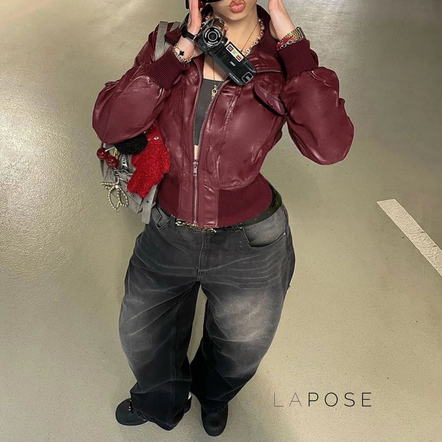 Florencia Cropped Faux Leather Jacket