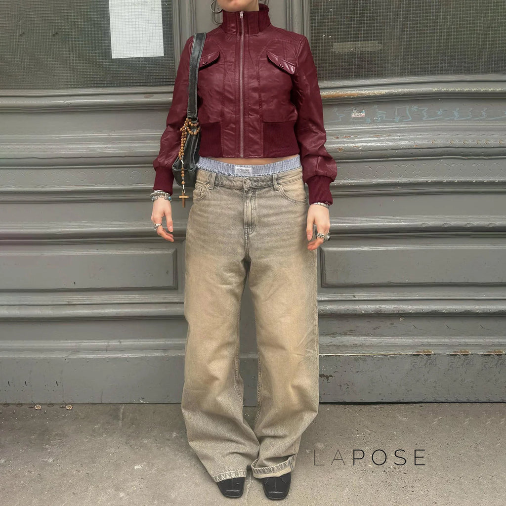 Florencia Cropped Faux Leather Jacket