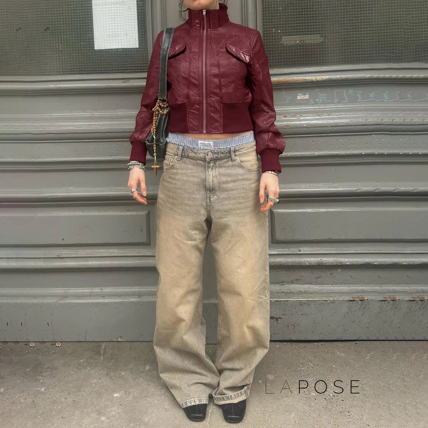 Florencia Cropped Faux Leather Jacket