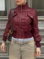 Florencia Cropped Faux Leather Jacket