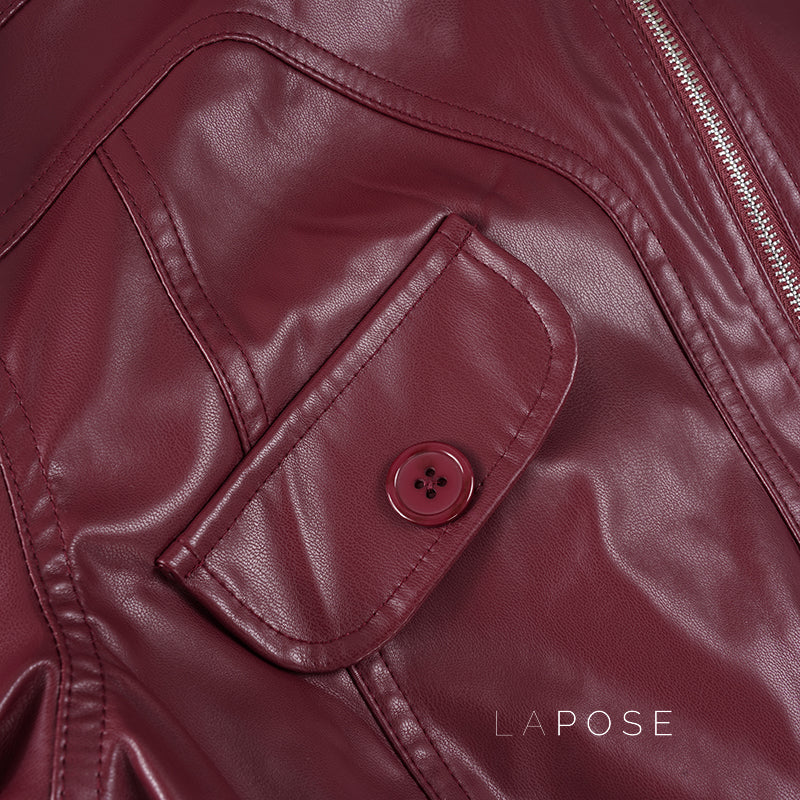 Florencia Cropped Faux Leather Jacket