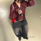 Florencia Cropped Faux Leather Jacket