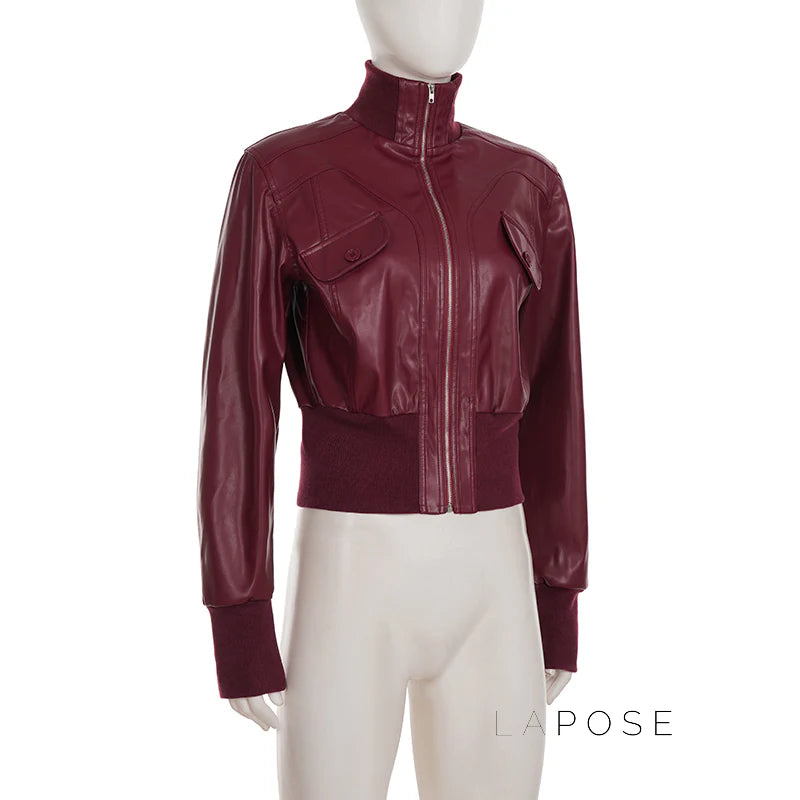 Florencia Cropped Faux Leather Jacket