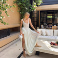Genavieve U-Neck Pleated Maxi Dress