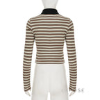 Germani Striped Long Sleeve Polo Top