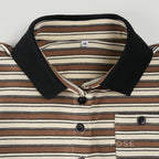 Germani Striped Long Sleeve Polo Top