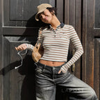 Germani Striped Long Sleeve Polo Top