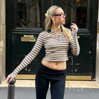Germani Striped Long Sleeve Polo Top