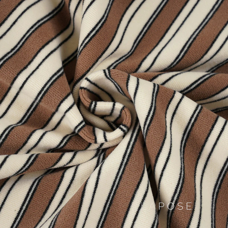 Germani Striped Long Sleeve Polo Top