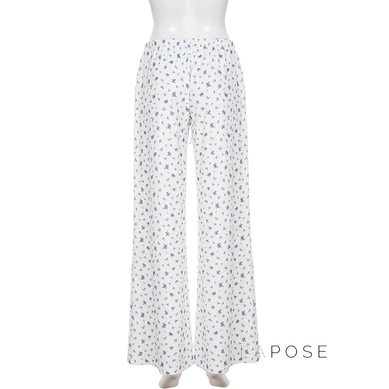 Grey Floral Drawstring Lounge Pants