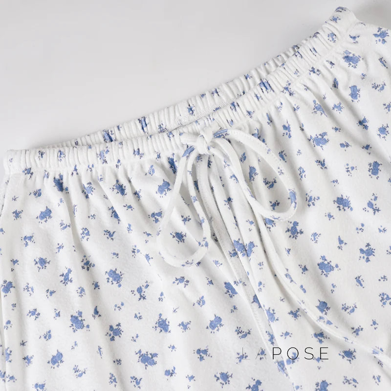 Grey Floral Drawstring Lounge Pants