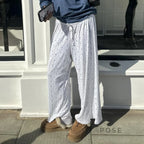 Grey Floral Drawstring Lounge Pants