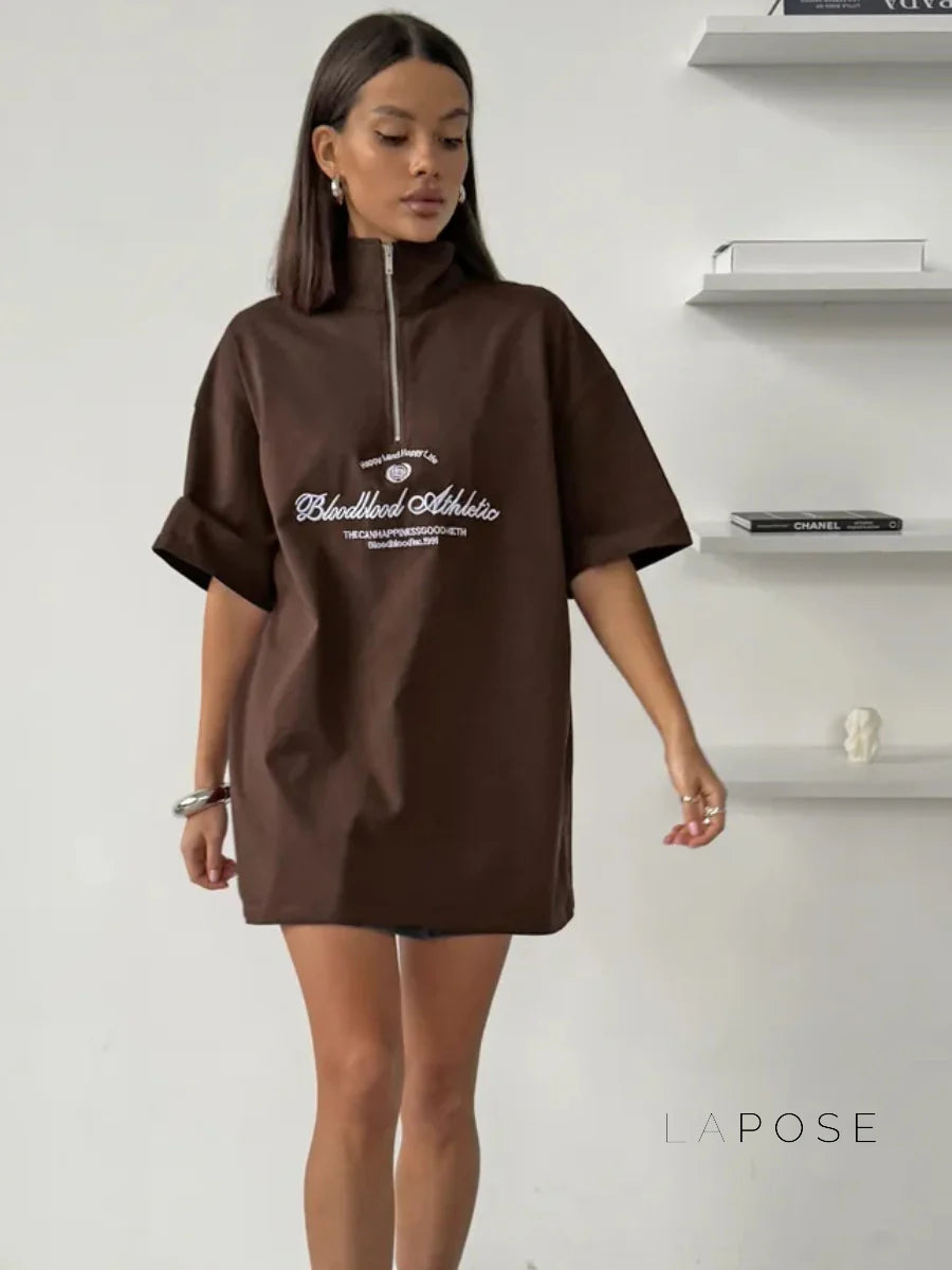 Haizlee Contrast Embroidered Polo Tee