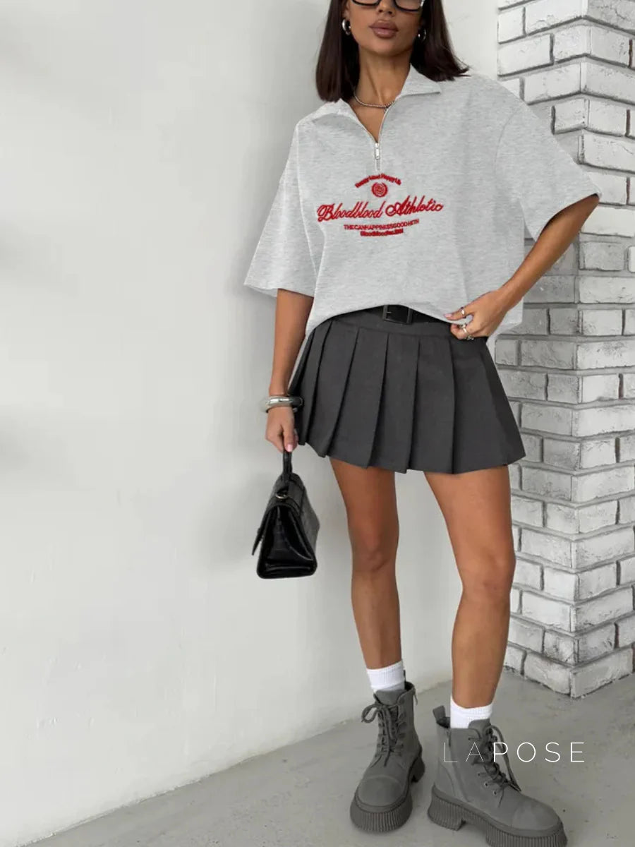 Haizlee Contrast Embroidered Polo Tee