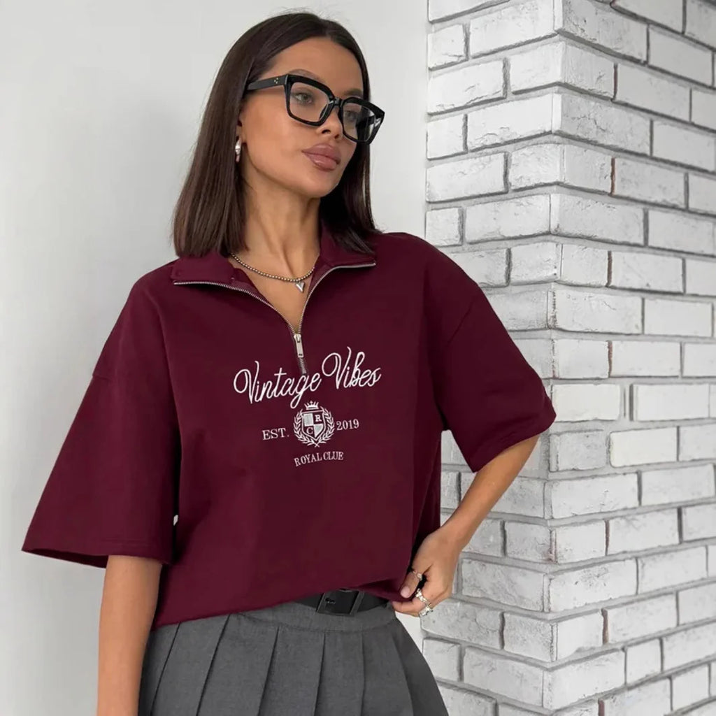 Haizlee Contrast Embroidered Polo Tee