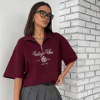 Haizlee Contrast Embroidered Polo Tee