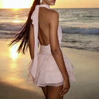 Halter Neck Puffy Mini Dress